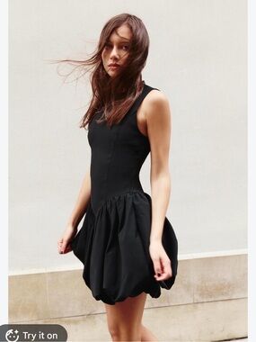 Zara Black Balloon Dress